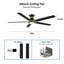 Ventilateur de plafond encastré 60 po noir avec lumière et télécommande