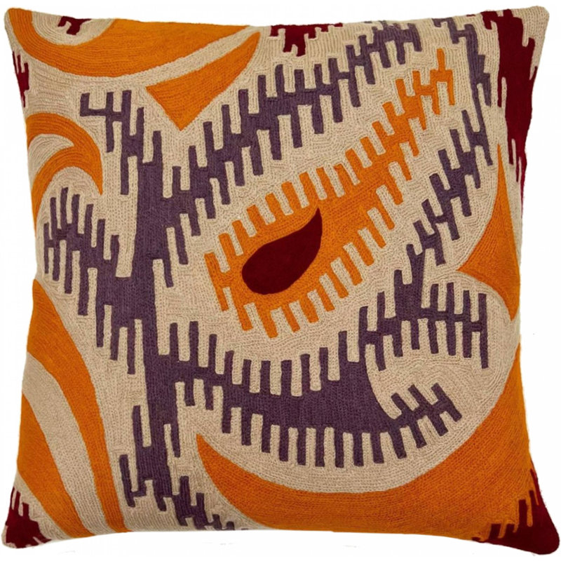 Paisley Hand-Embroidered Chain Stitch Pillow