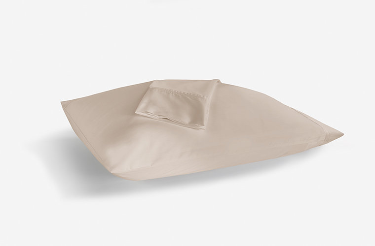 King Medium Beige Cotton and Silk Pillowcase Set