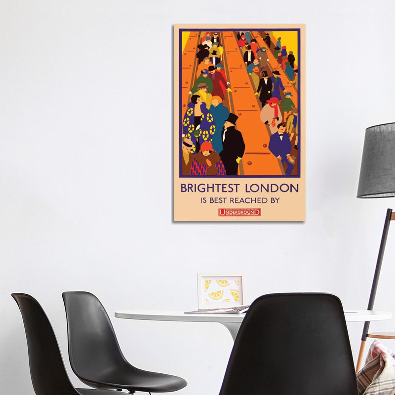 London Underground, Brightest London by Vintage Apple Collection - Wrapped Canvas Print, 101.6 cm H x 66.04 cm W x 1.91 cm D