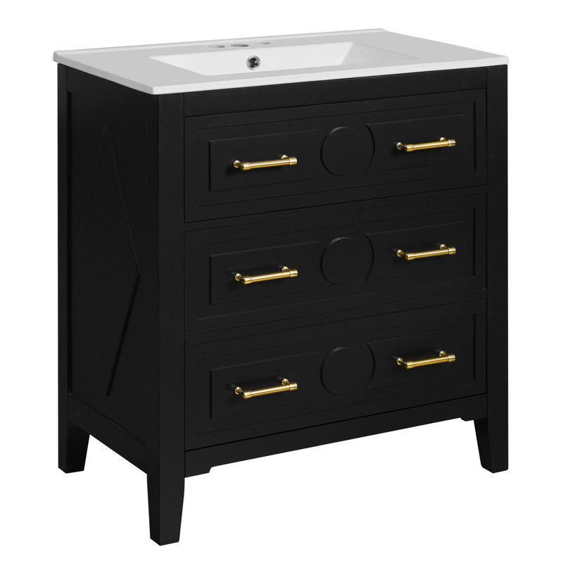 Meuble-lavabo autoportant de 30 po avec lavabo en céramique