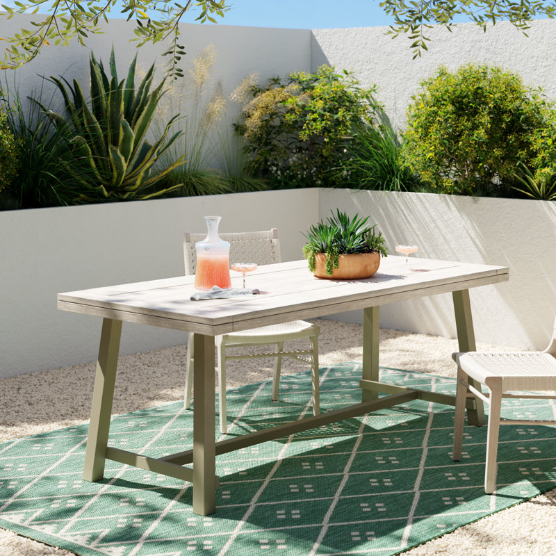 Rectangular Outdoor Dining Table , 79'' in. W 36'' in. D, Light Grey, Black