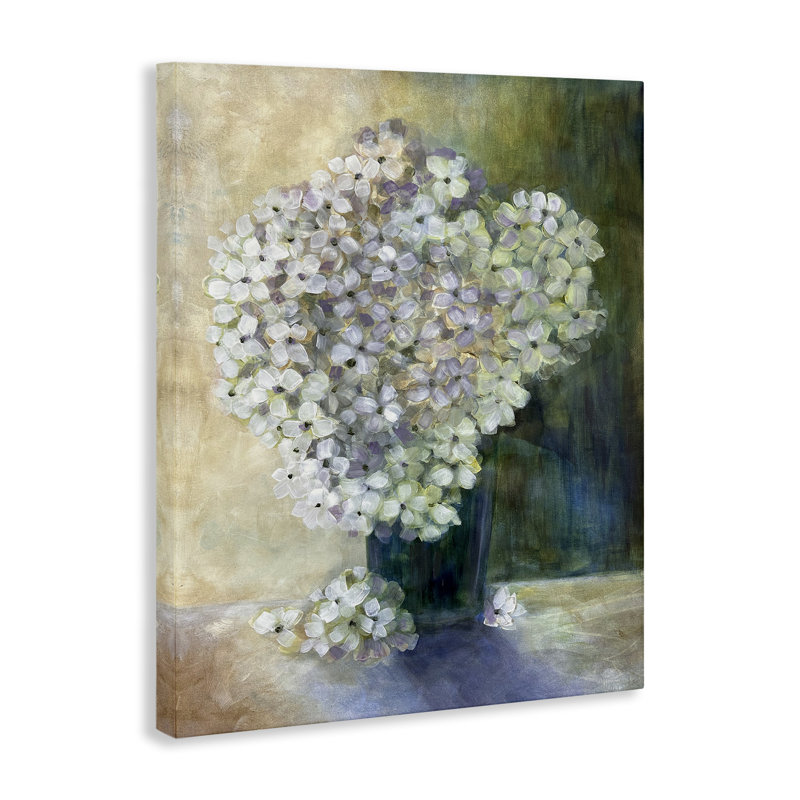 Art romantique sur toile, "Hortensias romantiques" par Doris Charest, H 20 po x l 16 po