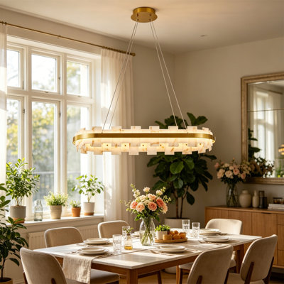 Lustre moderne en laiton doré glamour à DEL moderne, luminaire suspendu moderne à intensité variable 3000K pour îlot de cuisine