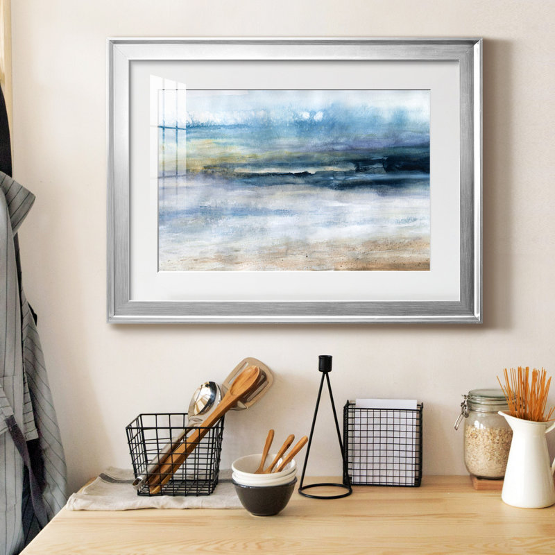Vent et eau - Peinture encadrée, Argent, H 26,5 po x l 36,5 po x P 1,5 po
