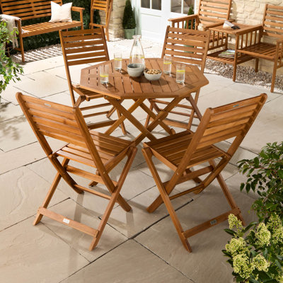4 - Person Wood Patio Dining Set with