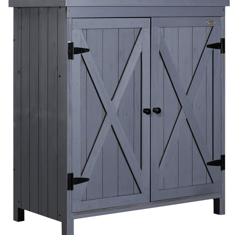 Armoire à outils extérieure galvanisée à dessus - remise grise pour ranger les outils de jardin et de piscine