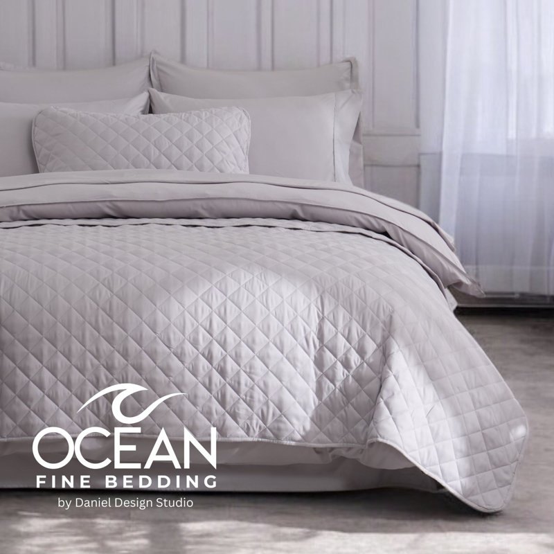 OCEAN FINE BEDDING Quilted Coverlet, Twin Coverlet/Bedspread, Gray