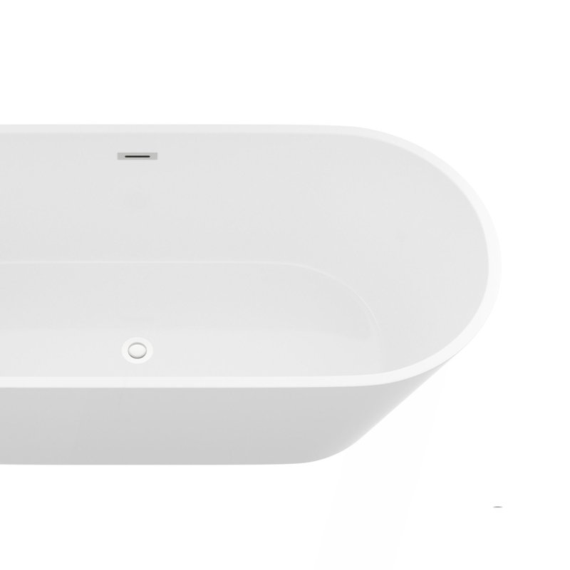 67" Acrylic Freestanding Bathtub, Stand Alone Soaking Tub, Chrome Overflow & Pop-Up Drain