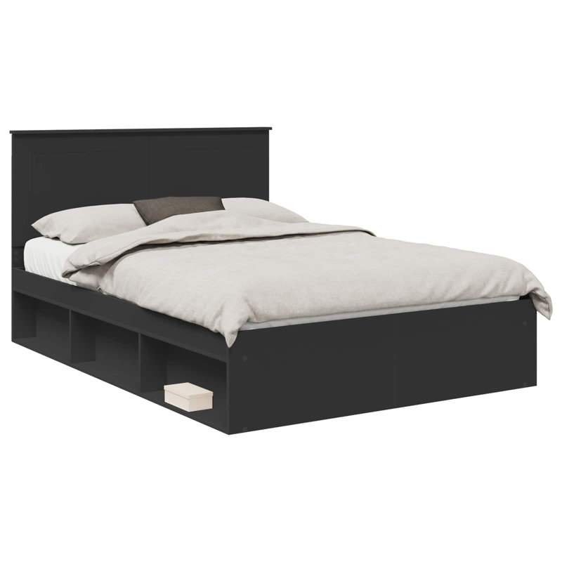 Solid Wood Bed, Kingsize (5'), Black