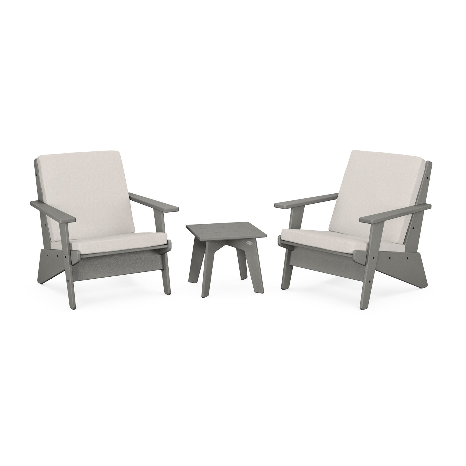 Riviera Modern Lounge 3-Piece Set, Slate Gray, Cast Ash