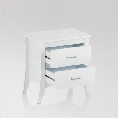 Table basse à finition blanche avec pieds fuselés et amp; 2 tiroirs - rangement compact pour le salon