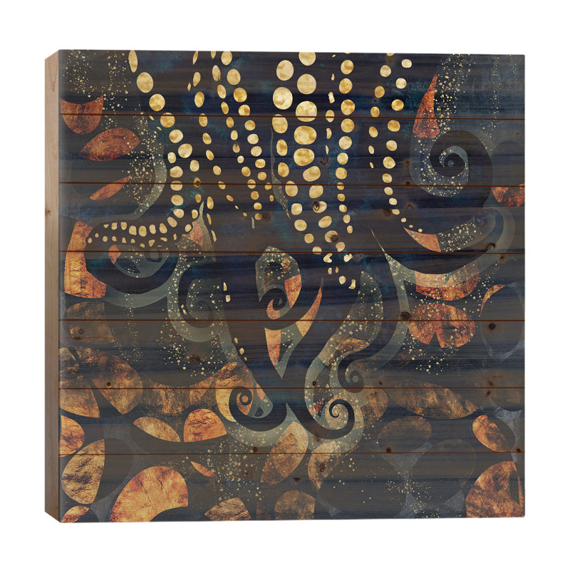 «Metallic Ocean I», reproduction d'impression, H 26 po x l 26 po x P 1,5 po, Pas de tapis, Bois
