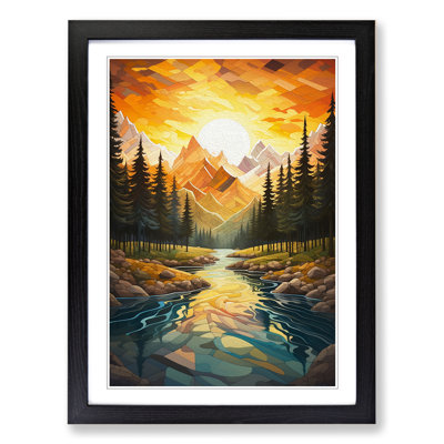 Landscape Geometric No.2 - Single Picture Frame Print on Wood