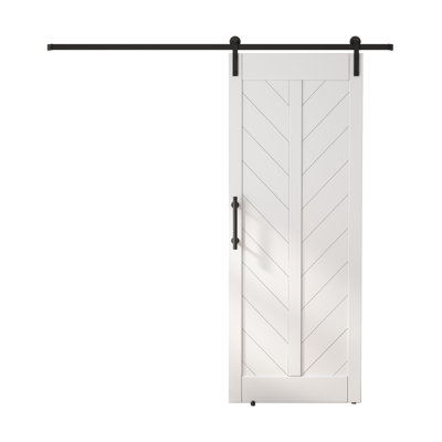 Porte de grange coulissante en panneau de fibres à densité moyenne 84 po H avec trousse de quincaillerie, cadre en V imperméable
