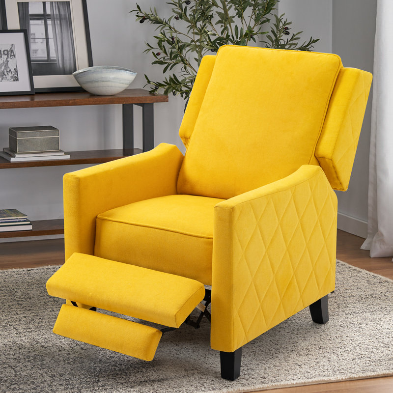Fauteuil club inclinable manuel en mélange de coton de 20,9 po Muscae, Jaune