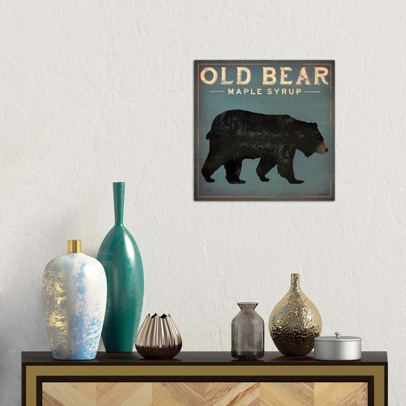 «Old Bear Maple Syrup» par Ryan Fowler - impression d'art graphique, Toile tendue, H 12 po x l 12 po x P 1,5 po