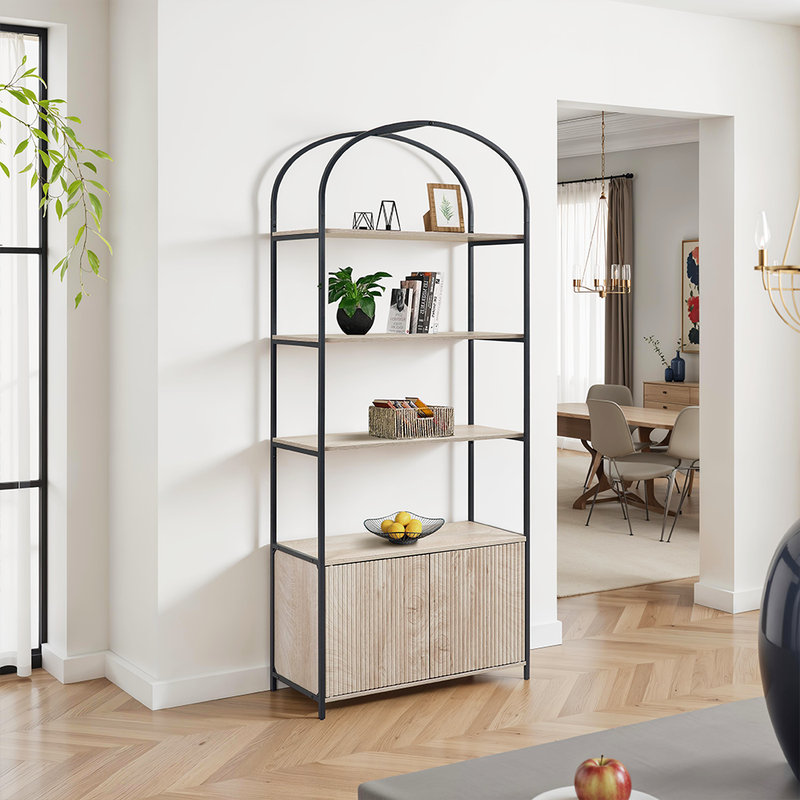 71’’ Arched Bookshelf with Cabinet
