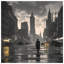 Couvre-lit matelassé rétro Cityscape-126130388