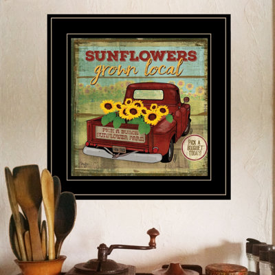 «Sunflowers from the Farm», art mural encadré pour le salon par Mollie B