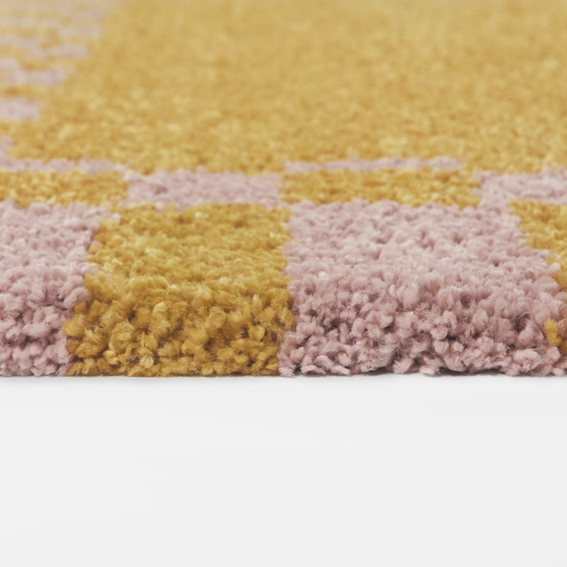 Seraphiel Orange Checkered Border Area Rug, 5'3" x 7', Orange