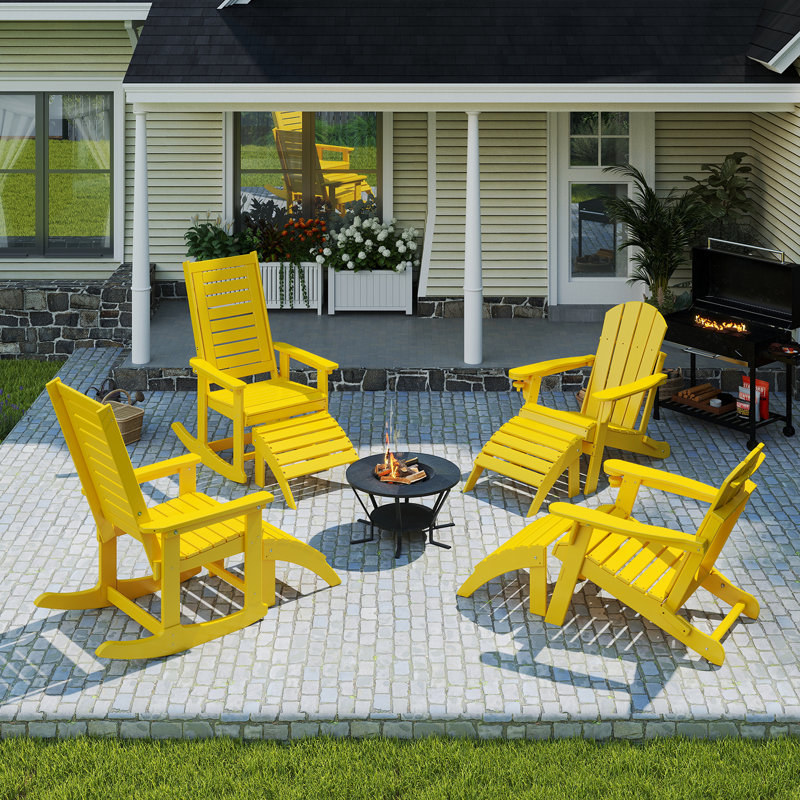 Ensemble de 4 repose-pieds Adirondack Hdpe Classic, Jaune