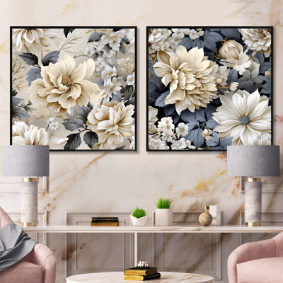 Shelbie - Ensemble de 2 collages floraux carrés