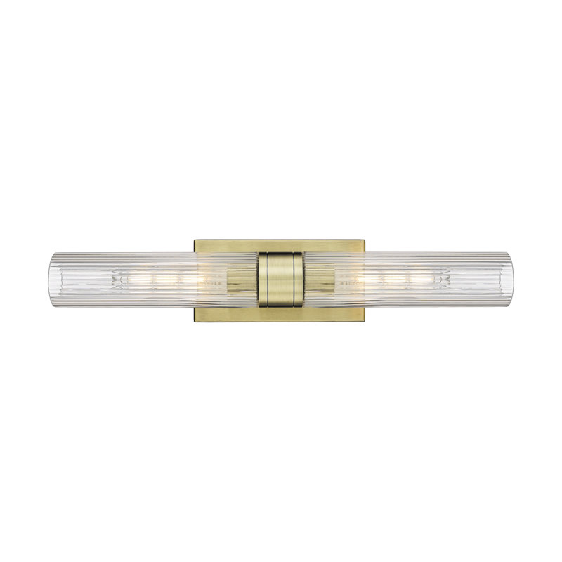 Amalle - 2 Light 11" Wall-mounted Bath Vanity Light, Antique Brass, Striped Clear, 3" H x 24" W x 3.88" D