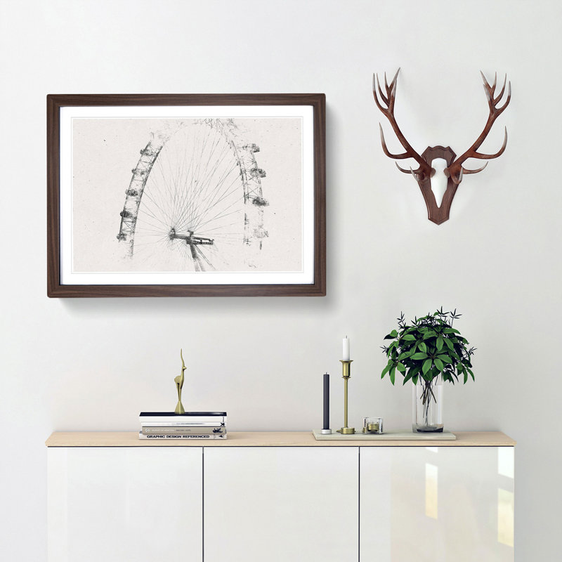 The London Eye London - Framed Print, Walnut Framed, 45cm H x 63cm W x 2cm D