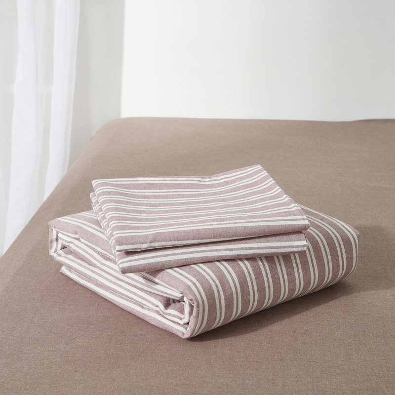 Ensemble de housse de couette à rayures XINMIANFANG, King, Double Stripe-Dusty Purple/White