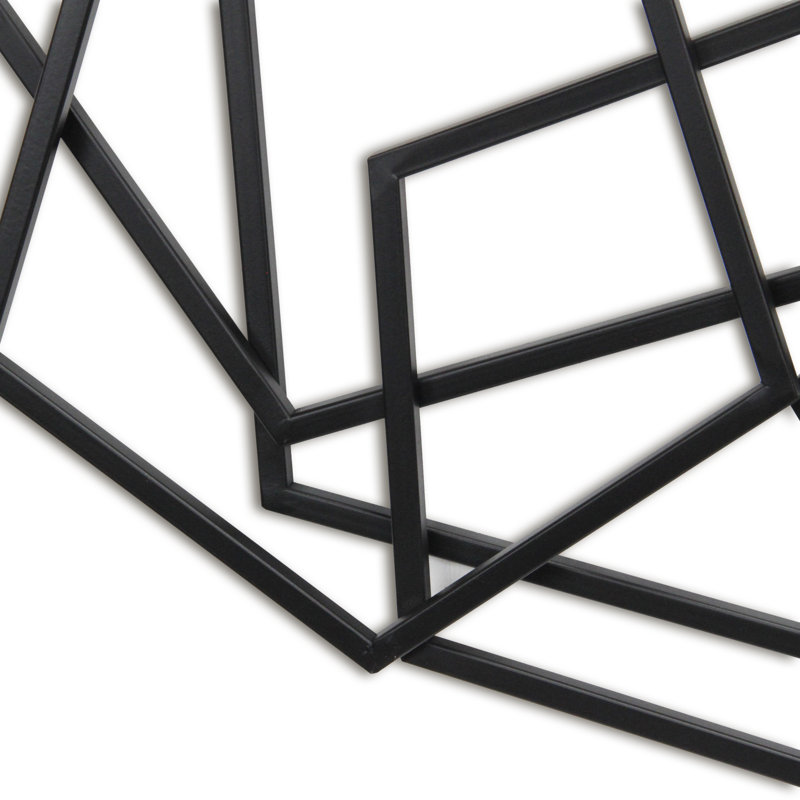 Gold Iron Metal Abstract Shapes  47.4-Inch Wide Wall Decor, Black, 24" H x 47.75" W x 1.5" D