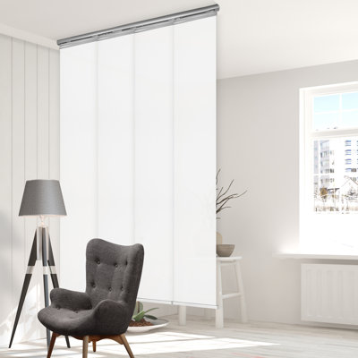 Laci White 4-Panel Single Rail Panel Track Extendable 34"-57"W x 91.4"H, Panel width 15.75"