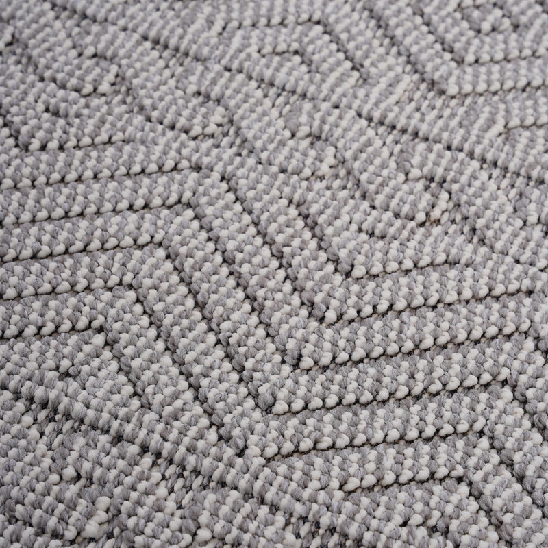 NAAR Guros Collection White / Geometric Indoor / Outdoor Area Rug, Rectangle 6'7" x 7'9"