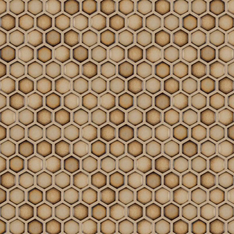 Hudson 1" Hex Atlantis 11-7/8" x 13-1/4" Porcelain Mosaic Tile, Earth