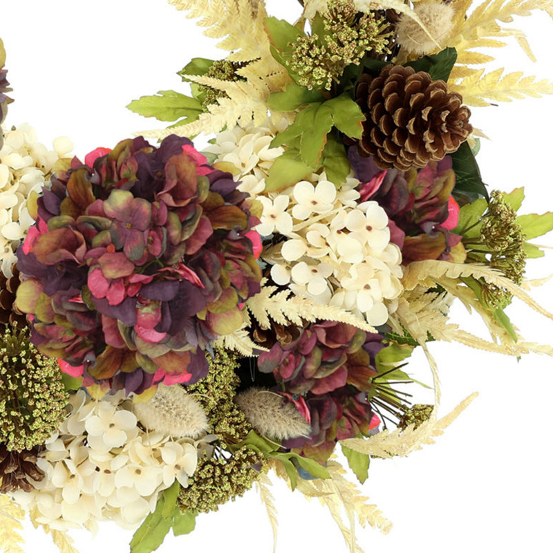 23" Queen Anne's Lace and Fern Wreath, Burgundy