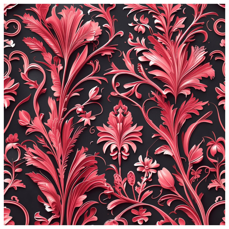 Tapisserie murale florale rouge complexe - décoration murale florale, 68in H x80in W with 4 Grommets
