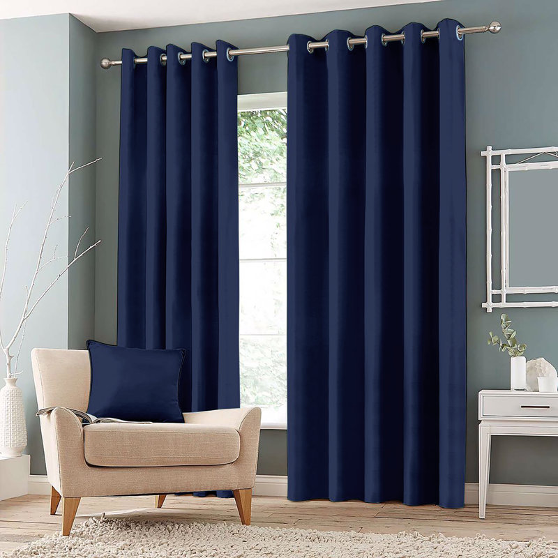 Granados Eyelet Room Darkening Curtains, Navy, Width 116 x Drop 137 cm