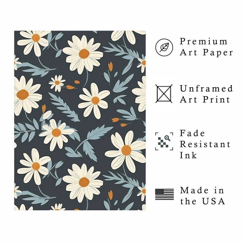 Motif floral de marguerites, H 16 po x l 12 po