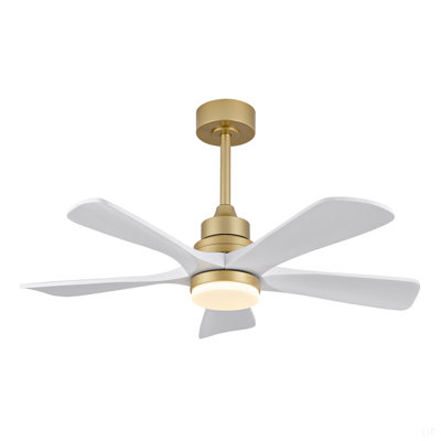 Hot Sales 42 Inch Indoor Ceiling Fan With Dimmable LED Light 5 Solid Wood Blades Remote Control Reversible DC Motor
