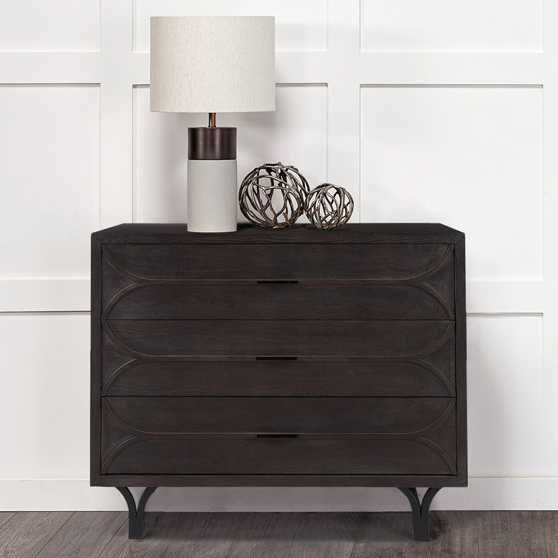 Iron 3 - Drawer Accent Chest, Dark Brown