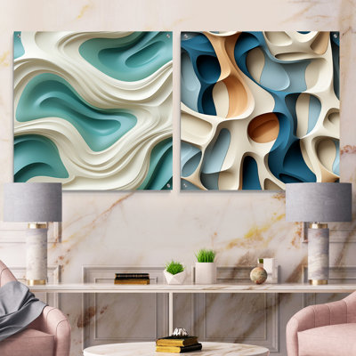 Corwen - Ensemble de 2 reproductions abstraites d'art mural en verre acrylique