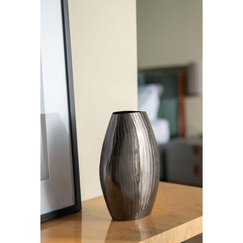 9.5X5.5X12" Aluminum Layered Chisel Oval Vase