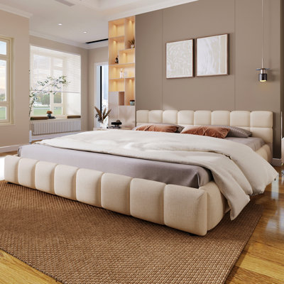 Chenille Upholstered Bed, King