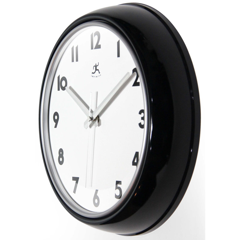 Horloge murale moderne en plastique 12 po, Argent