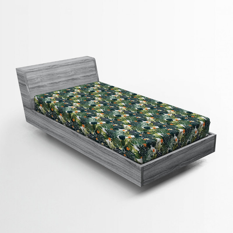 Microfiber Floral Fitted Sheet, Twin Fitted Sheet, Black Dream