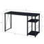 Bureau rectangulaire, tablette à 2 niveaux, structure en métal noir, hauteur 71 cm, profondeur de l'étagère 23 cm, base ouverte, hauteur du plateau 20 cm-1751753641-1751753642