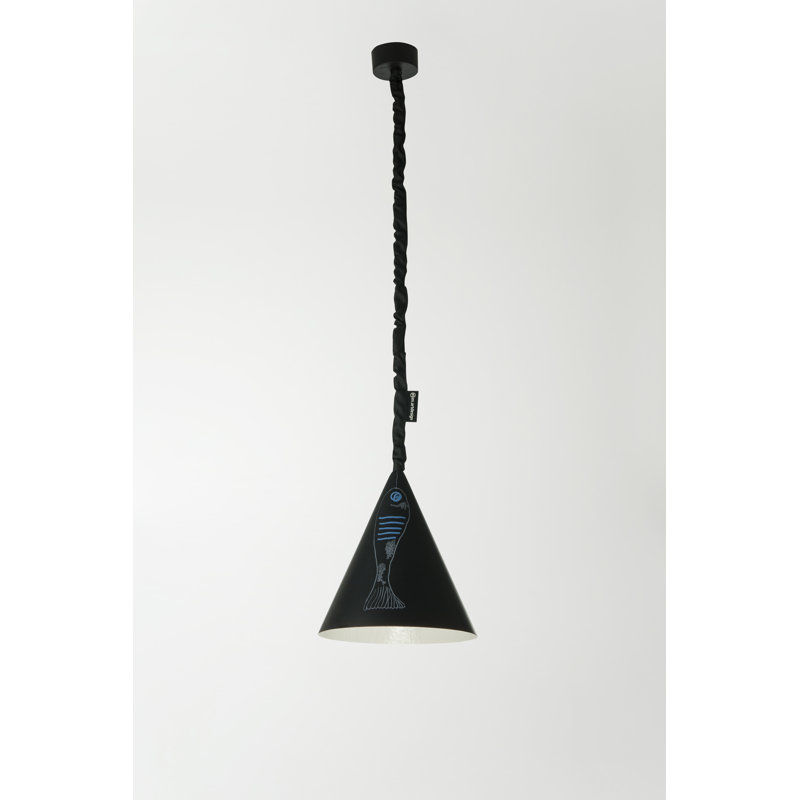 1 - Light Black Cone Pendant, White
