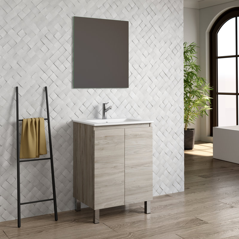 Base de meuble-lavabo simple 24 po Sunset, Pin