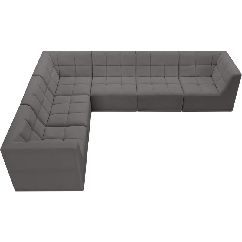 Canapé modulaire réversible en velours Hétal, Velours gris