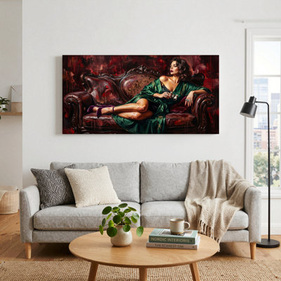 Ensemble de 1 tableau sur toile représentant une femme élégante